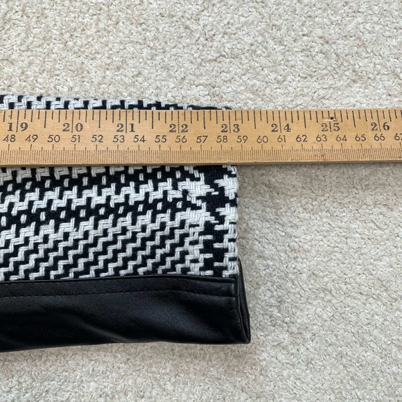 Lena Gabrielle Womens Sz 10 Houndstooth Faux Leather Trim Zip Jacket Black White - Picture 12 of 13